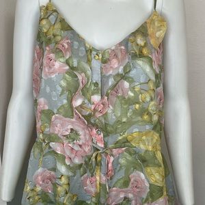 Floral Ruffled Adjustable Strap Top